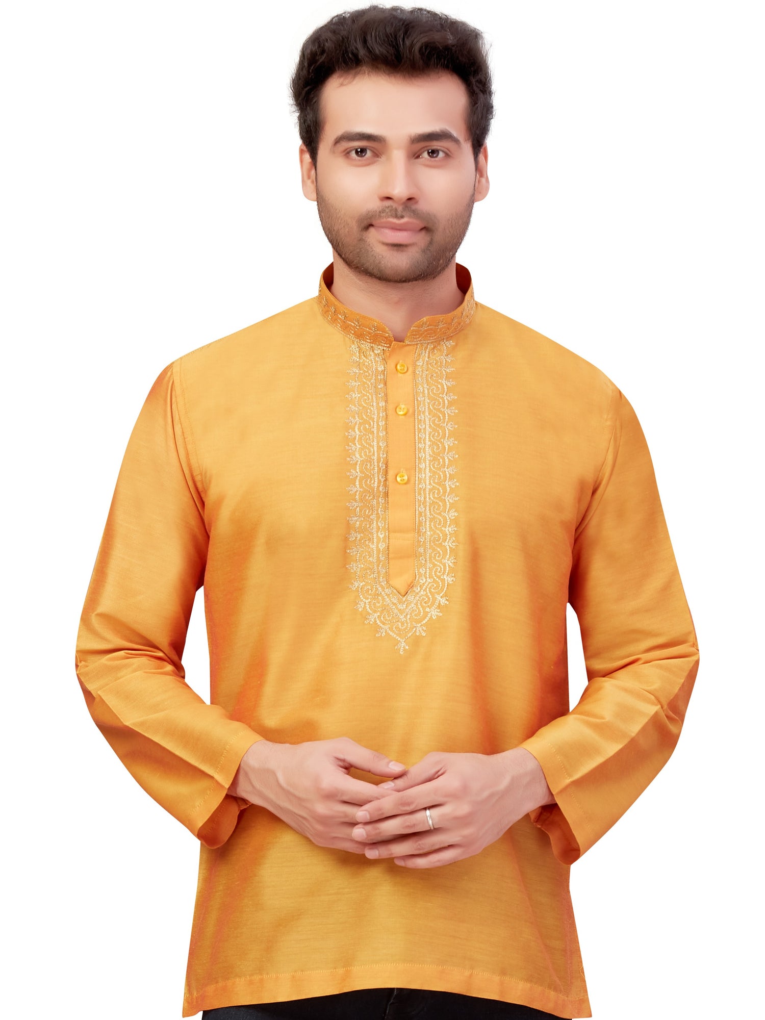 Mens Silk Embroidered Kurti - Roop Darshan