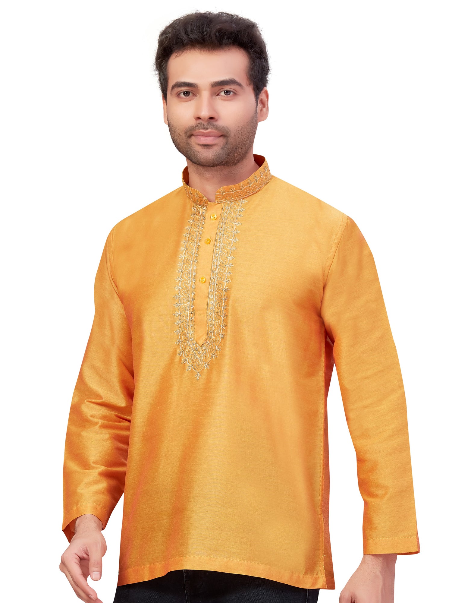 Mens Silk Embroidered Kurti - Roop Darshan