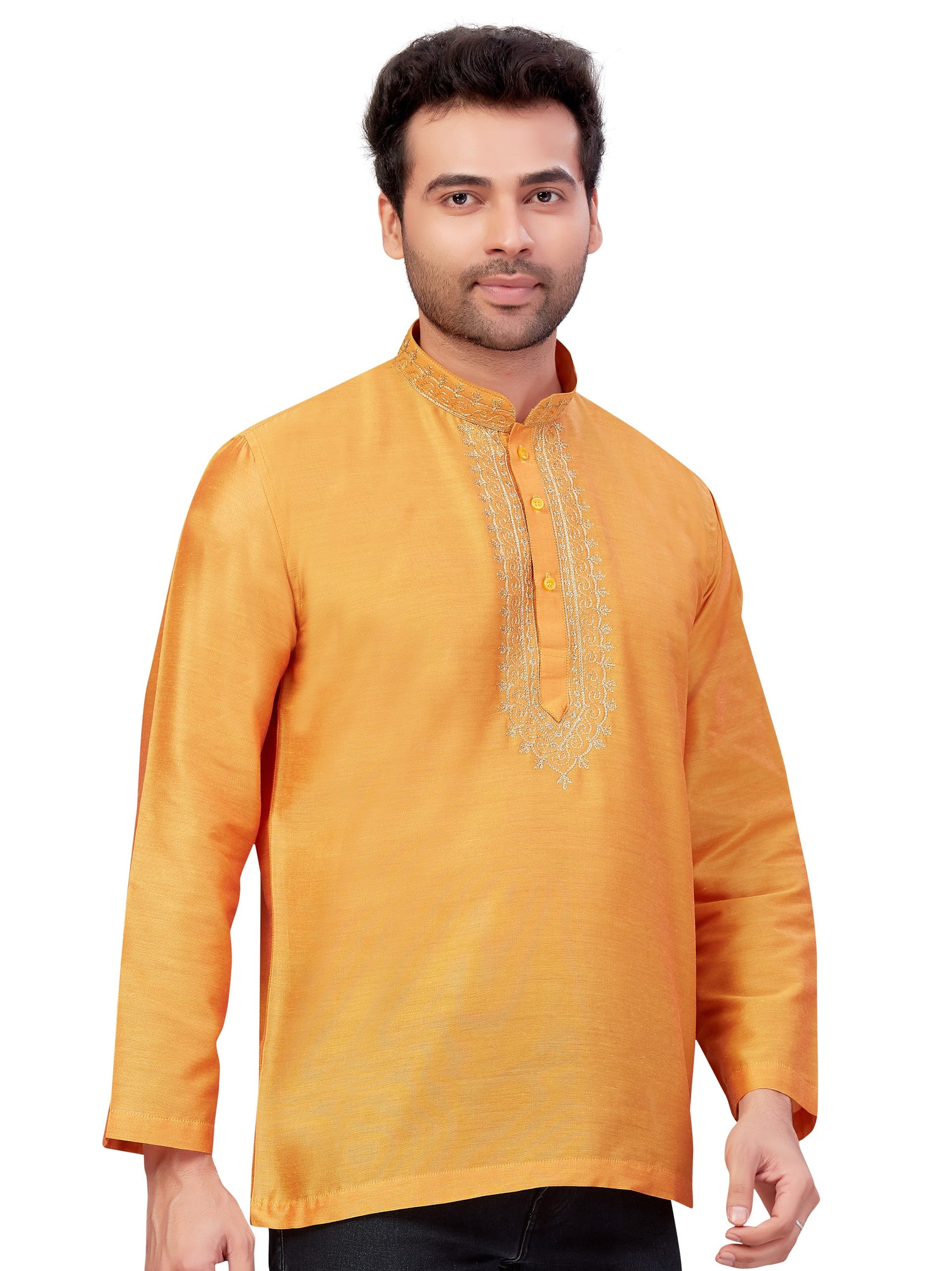 Mens Silk Embroidered Kurti - Roop Darshan