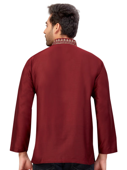 Mens Silk Embroidered Kurti - Roop Darshan