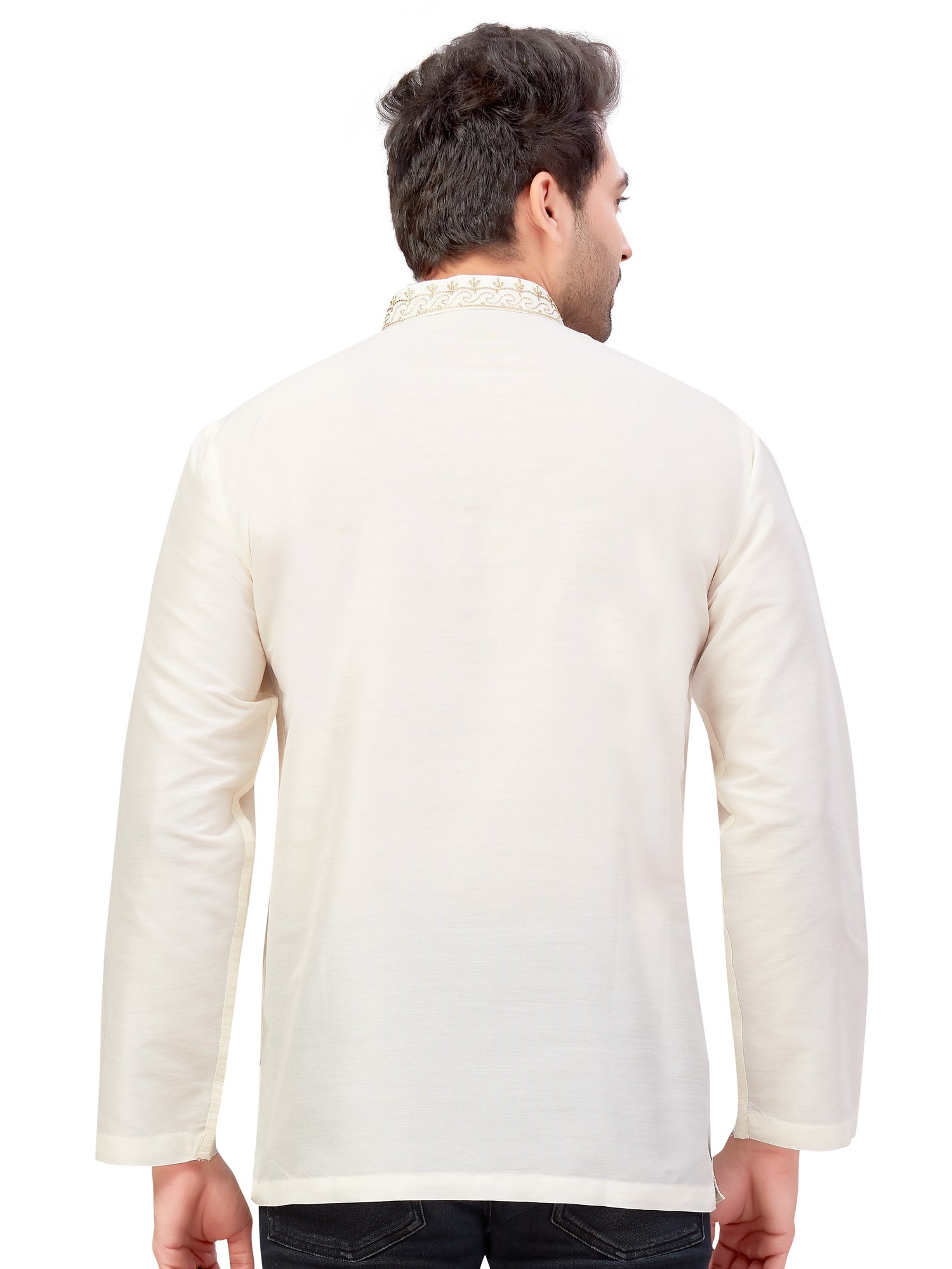Mens Silk Embroidered Kurti - Roop Darshan