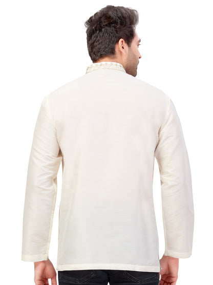Mens Silk Embroidered Kurti - Roop Darshan