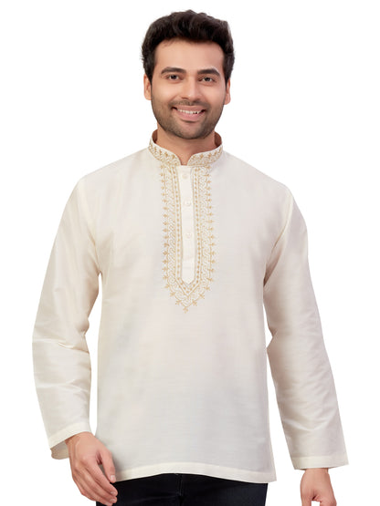 Mens Silk Embroidered Kurti - Roop Darshan