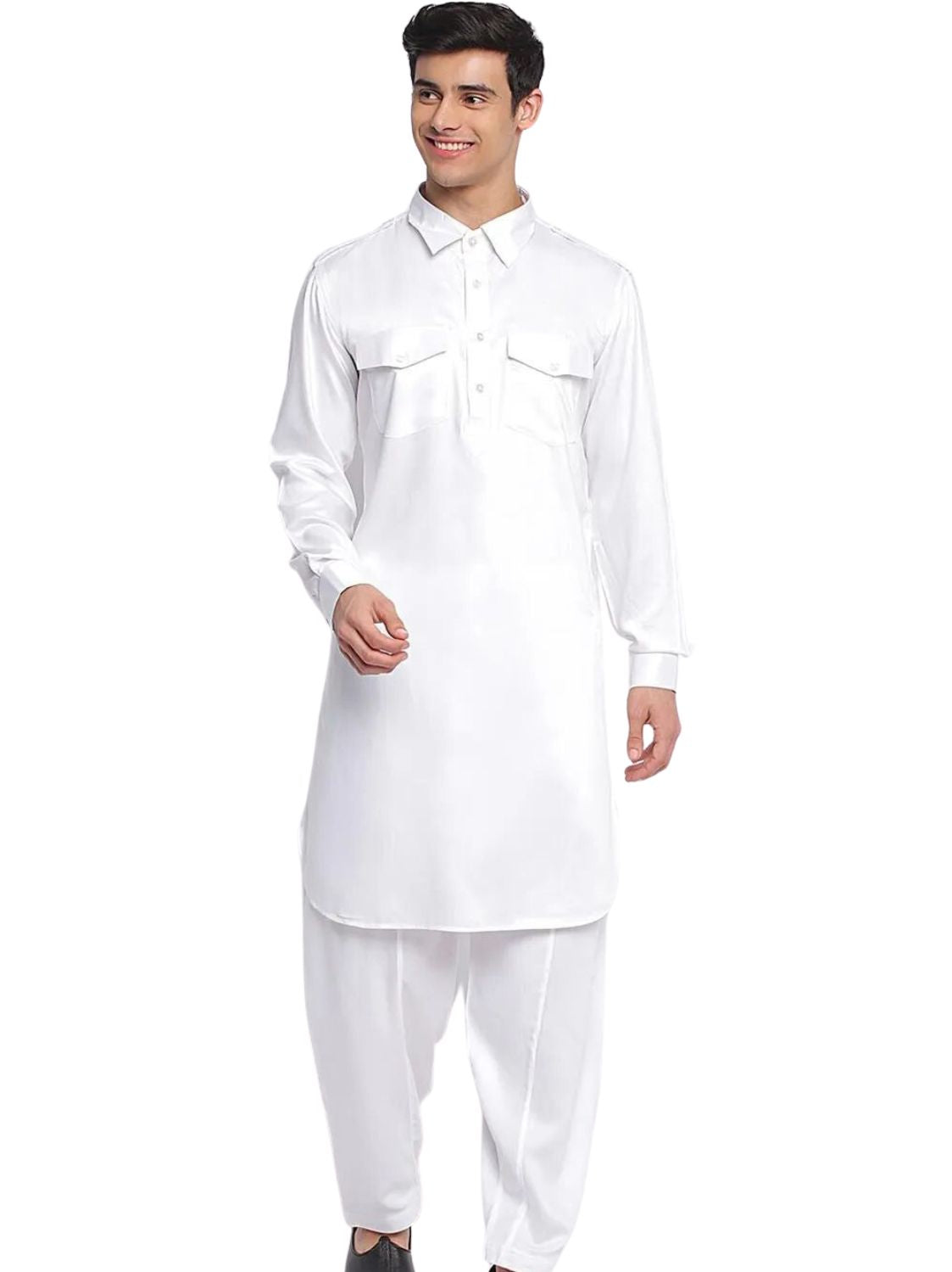 Mens White Pathani Suit - Roop Darshan