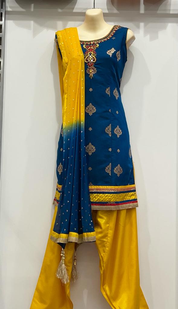 Helly Cotton Silk Stone Work Patiala Suit - Roop Darshan