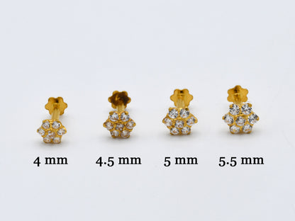 22ct Gold CZ Nose Pin - 4.5 mm - Roop Darshan