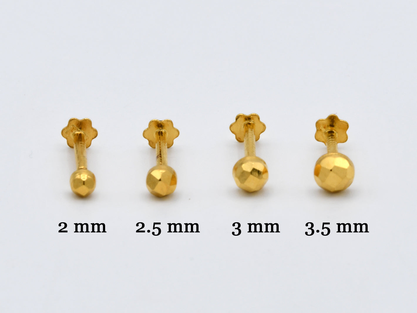 22ct Gold Nose Pin - 3 mm - Roop Darshan