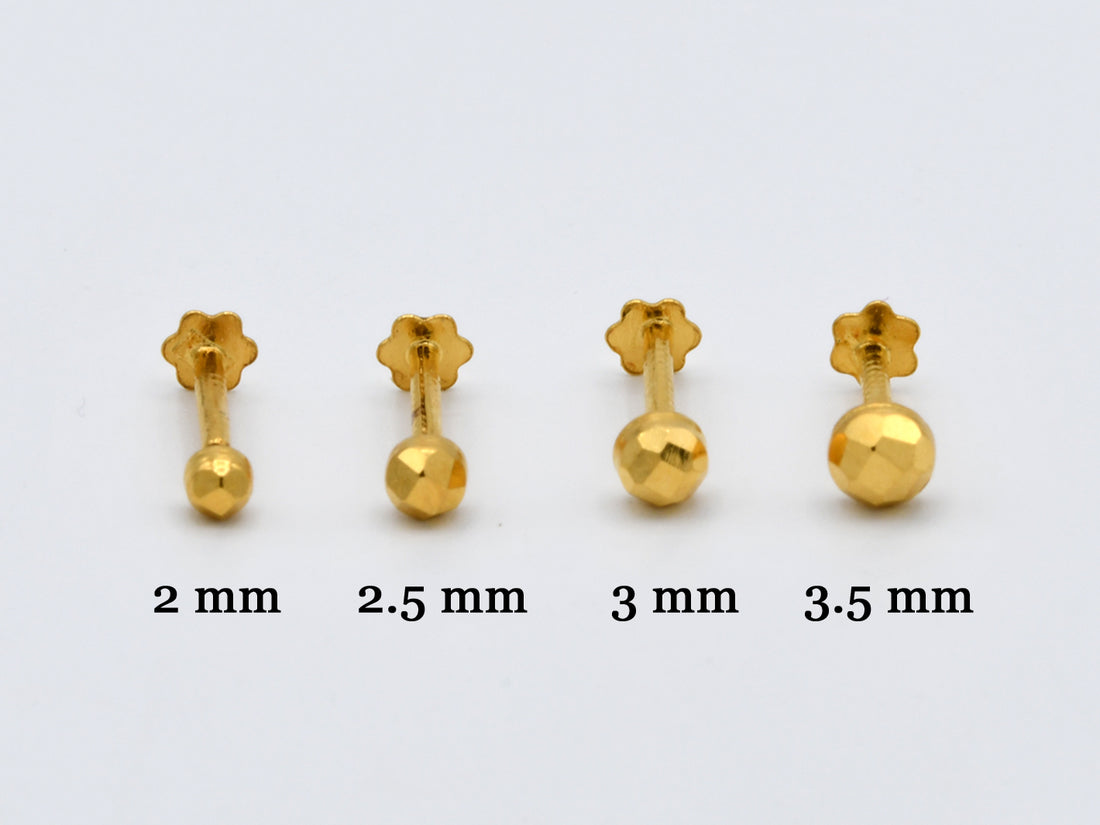 22ct Gold Nose Pin - 3 mm - Roop Darshan