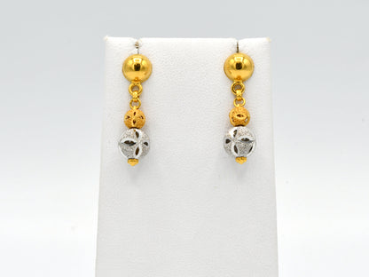 22ct Gold Two Tone Earrings With Hanging - Roop Darshan