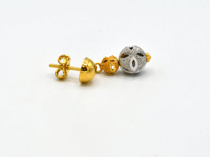 22ct Gold Two Tone Earrings With Hanging - Roop Darshan