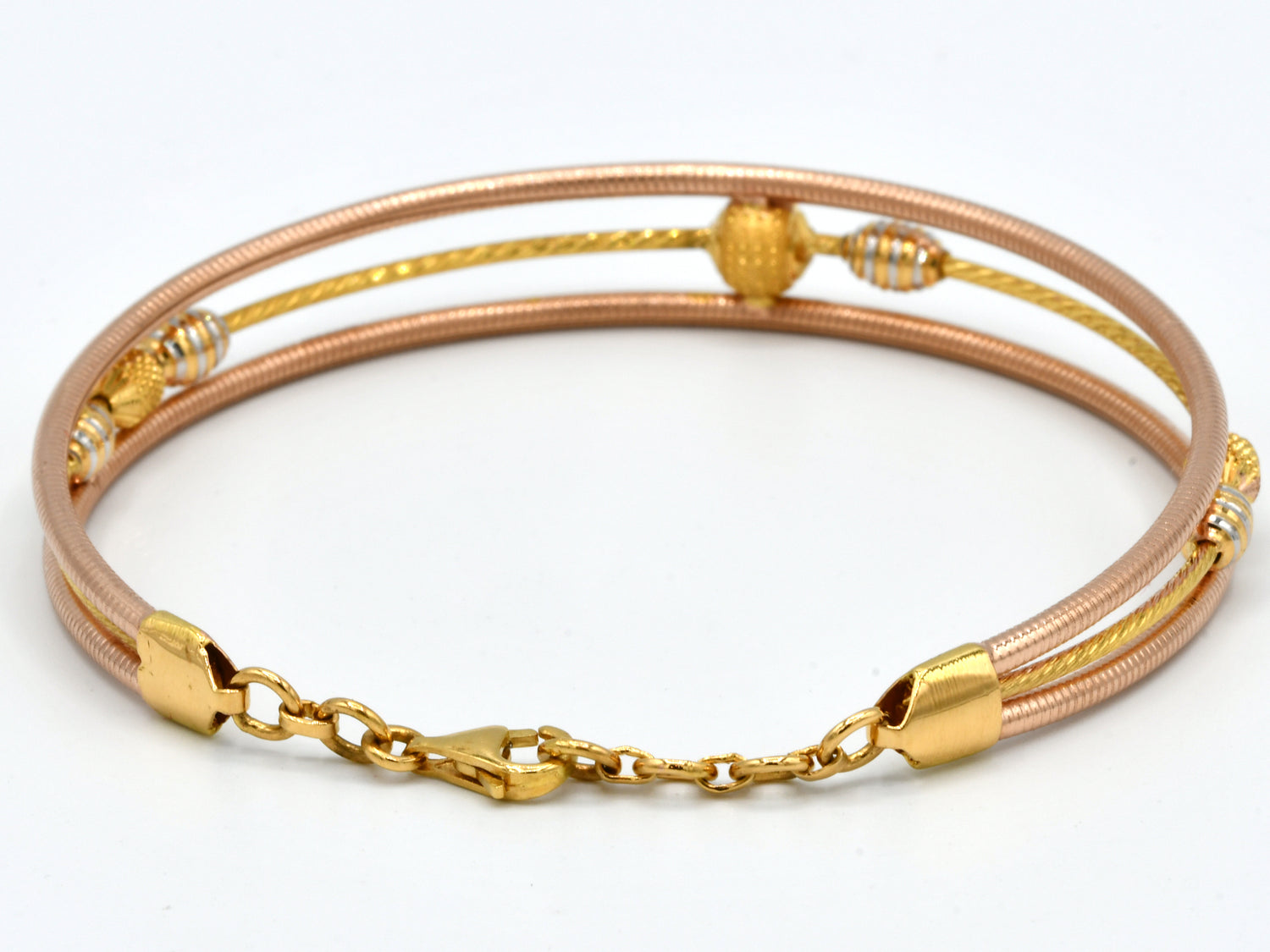 22ct Rose Gold Two Tone 1 Piece Bangle - Roop Darshan