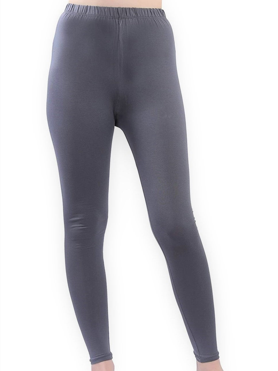 Grey Plain Cotton Lycra Leggings - Roop Darshan
