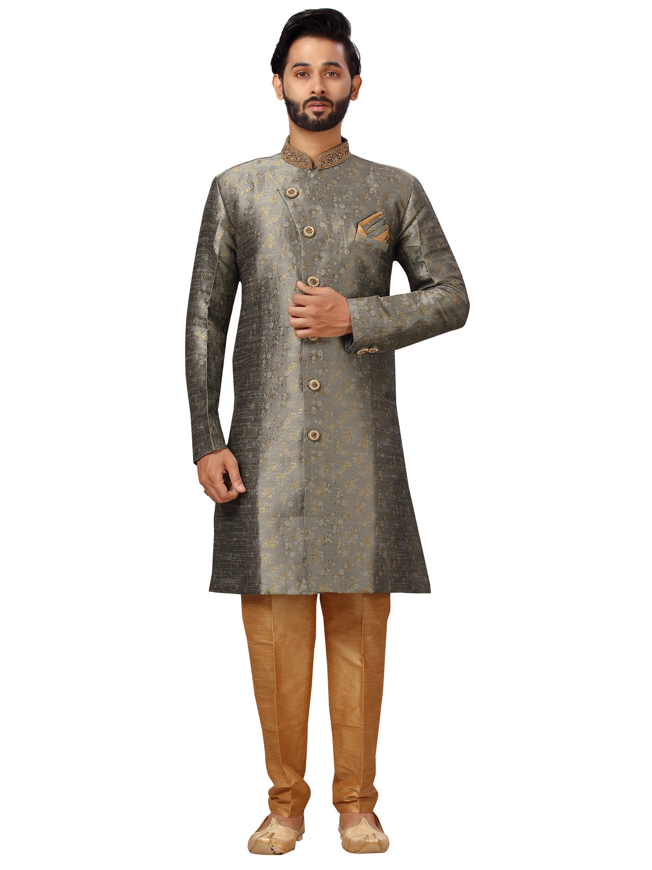 Brocade Embroidered Kurta Payjama - Roop Darshan