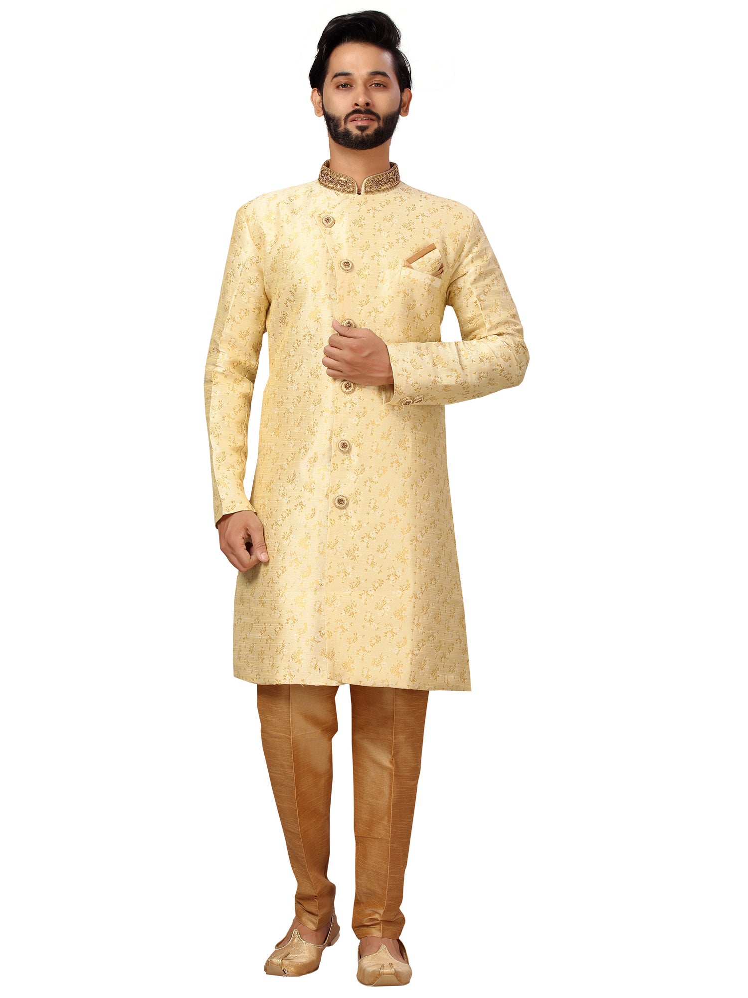 Brocade Embroidered Kurta Payjama - Roop Darshan